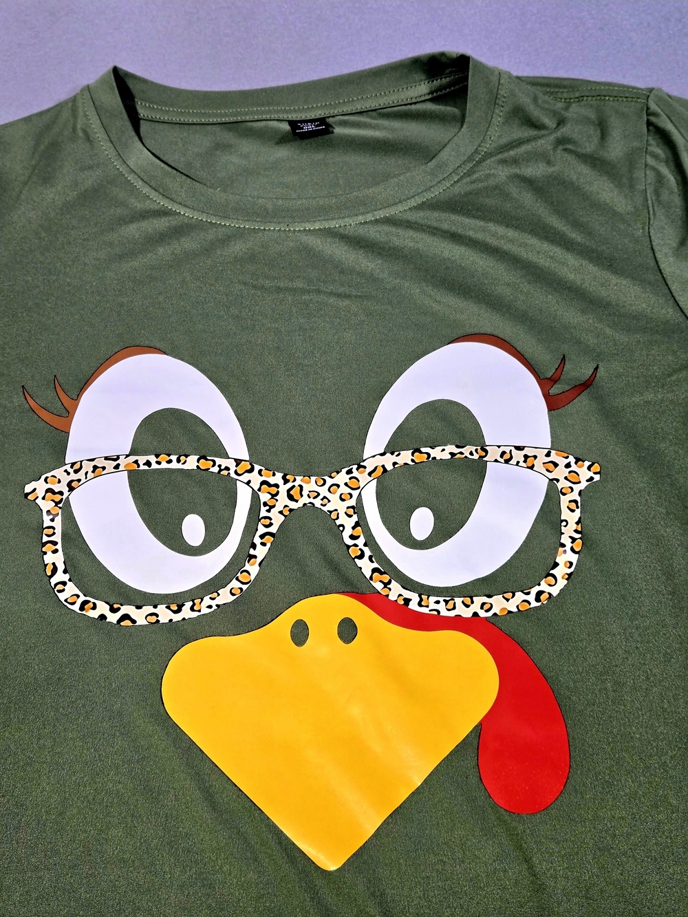 Women Olive Green Grandma Chicken Short Sleeve Tee